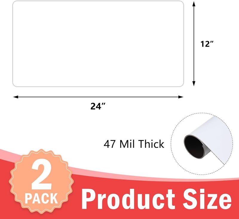 AzReference 2 Pack Blank Magnets, 24" x 12" Rounded Corners Magnetic Signs for Vehicles, Advertise Business, Protect Car - Image 2